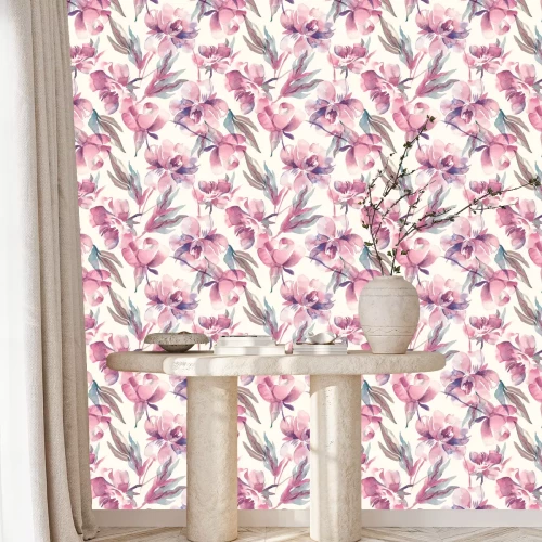 Tapete Zarte Aquarellpfingstrosen