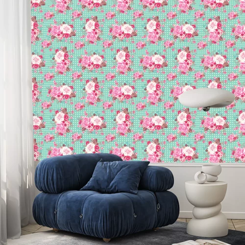 Tapete Rosenstrau? in verschiedenen Rosat?nen