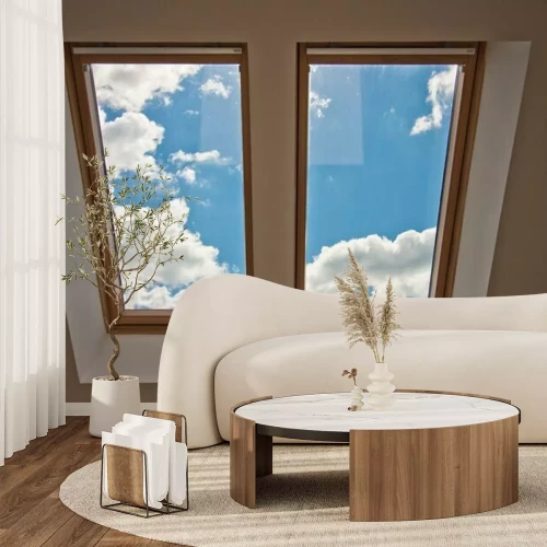 Fototapete Dachfenster mit Blick in den Himmel