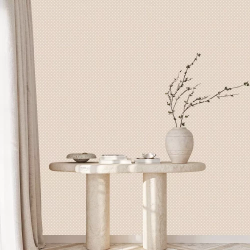 Tapete Beigefarbenes Muster mit kleinen weißen Punkten