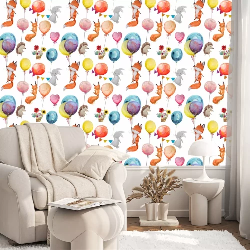 Tapete Tiere, die von Ballons transportiert werden
