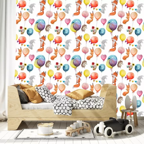 Tapete Tiere, die von Ballons transportiert werden