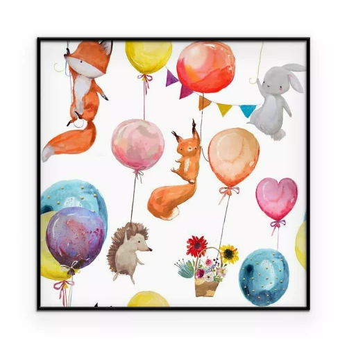 Poster Tiere, die von Ballons transportiert werden