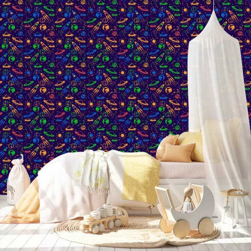 Tapete Neon-Weltraum