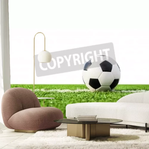 Fototapete Auf dem grünen Rasen liegender Ball