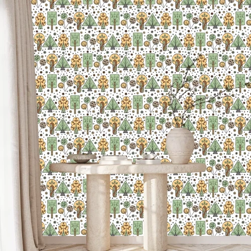 Tapete Kinderbäume auf weißem Hintergrund