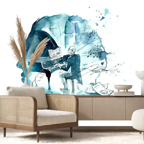 Sticker Mann spielt Klavier Aquarellmalerei