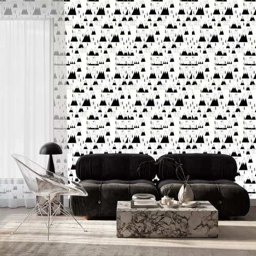 Tapete Hand gezeichnetes nettes Bären- und Waldmuster.