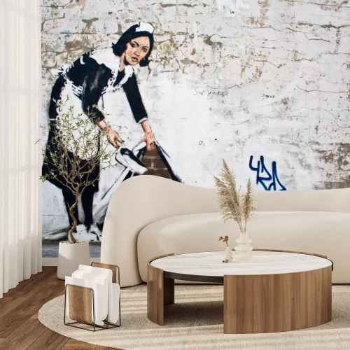 Fototapete Meuersteine mit Graffiti von Banksy