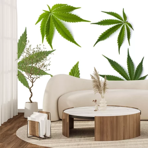 Sticker Marihuana Blätter isoliert auf weißem Hintergrund