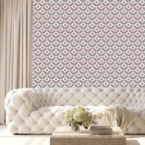 Tapete Nahtlose Muster mit abstrakten Blumen und Blätter