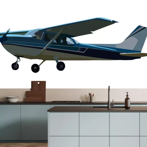 Sticker Illustriert kleine blaue flugzeug isoliert auf weiß