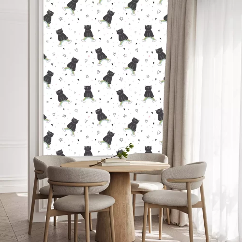 Tapete Schwarzes Kätzchen auf Regenbogen