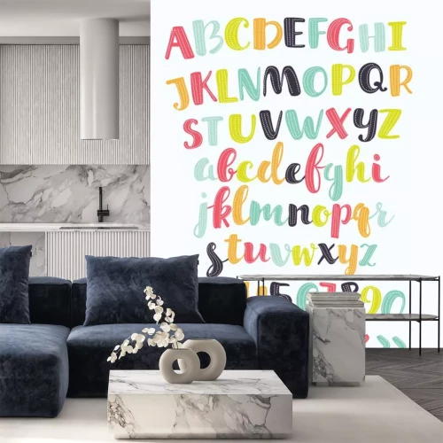 Sticker Alphabet und Zahlen in verschiedenen Farben