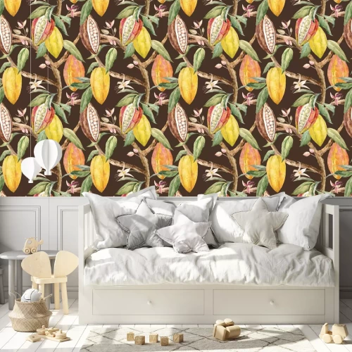 Tapete Kakaobaum in Aquarelltechnik