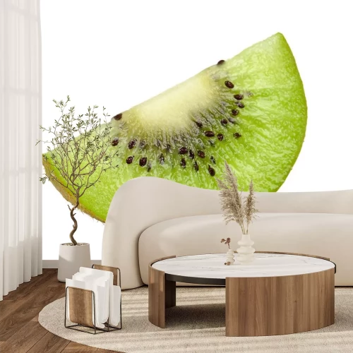 Sticker Viertel einer Kiwifrucht auf weißem Hintergrund