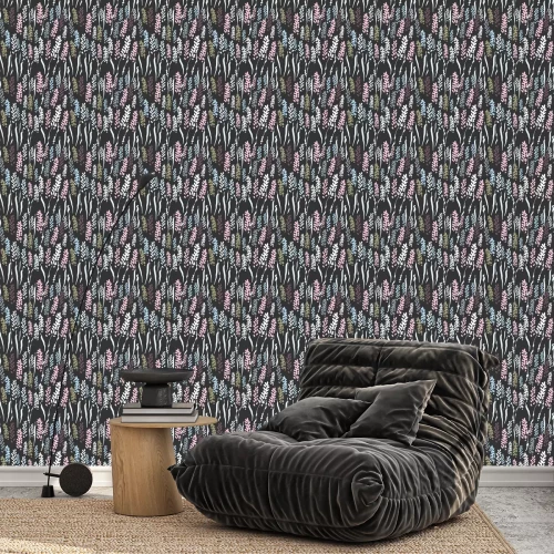 Tapete Vector floral nahtlose Muster mit stilisierten Lavendel Blumen und Gras.