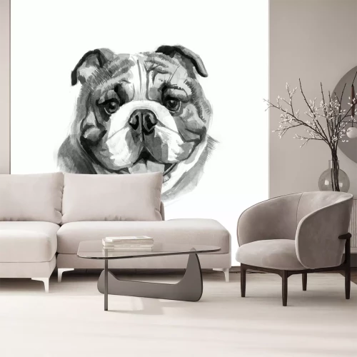 Sticker Farbige englische Bulldogs Kopf. Aquarellbild.