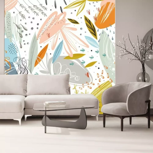 Fototapete Vector abstrakte nahtlose Muster mit kritzeln Texturen und doodle floral Elemente.