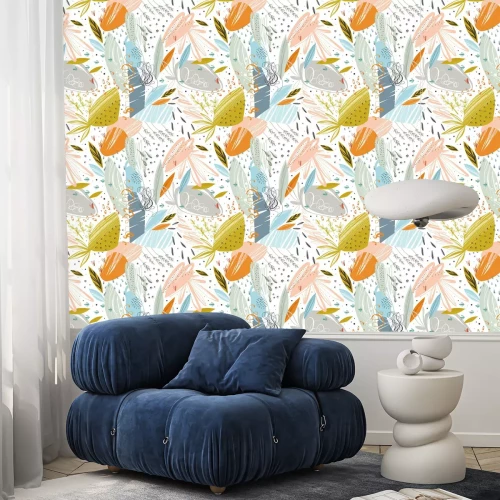 Tapete Vector abstrakte nahtlose Muster mit kritzeln Texturen und doodle floral Elemente.