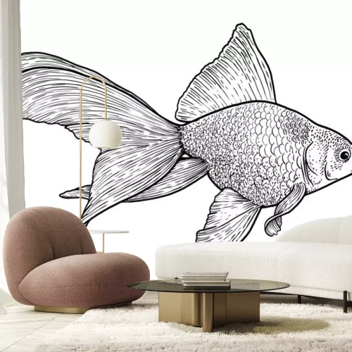 Sticker Schwarz-Weiß-Fischbild