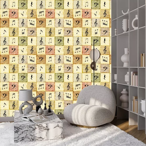 Tapete Nahtlose Hintergrundmuster. Klassisches Musikmuster mit den Noten.