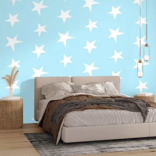 Sticker Weiße Sterne auf azurblauem Hintergrund Grafik