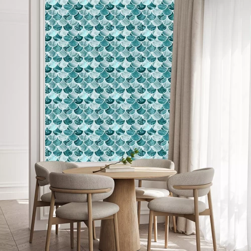 Tapete Türkisfarbener Marmor mit weißen Kanten