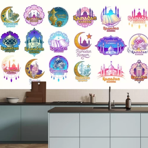 Sticker Set Vektor Farbe Illustrationen, Abzeichen, Embleme für Ramadan Kareem. Große Farbe Satz von Design-Elemente für Ramadan Gruß
