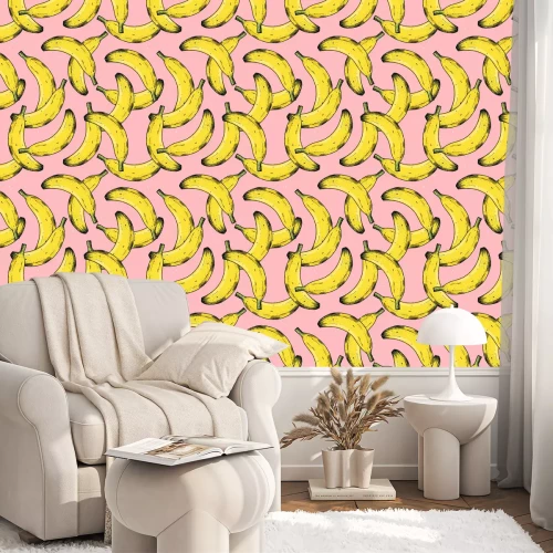 Tapete Bananen auf rosa Hintergrund