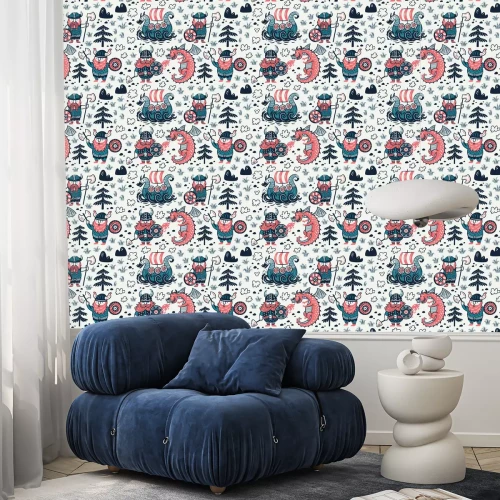 Tapete Nahtlose Muster mit Wikinger für Design Stoff, Hintergründe, Geschenkpapier