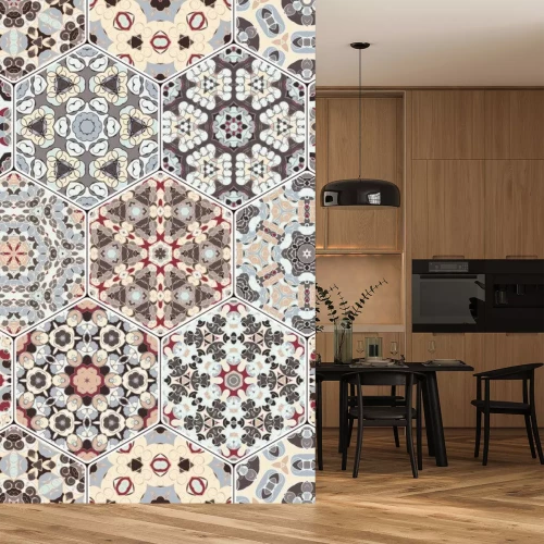 Sticker Vector Reihe von sechseckigen Mustern.