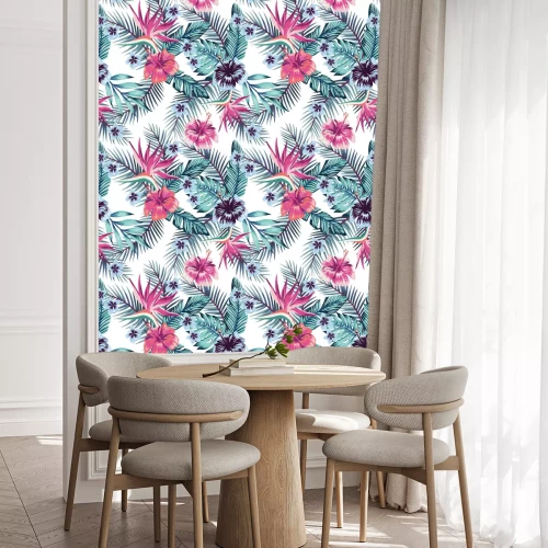 Tapete Hibiscus Plumeria verlässt nahtlose weißen Hintergrund