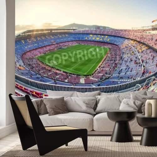 Fototapete Blick auf das Fußballstadion von Barcelona während eines Spiels