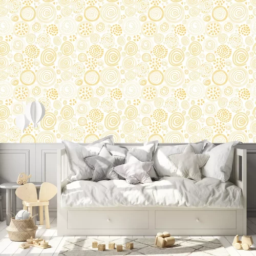 Tapete Nahtlose sonnige abstrakte Muster mit niedlichen gelben kreisförmigen Elementen