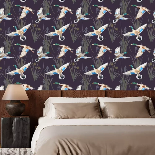 Tapete Aquarellmuster mit Enten