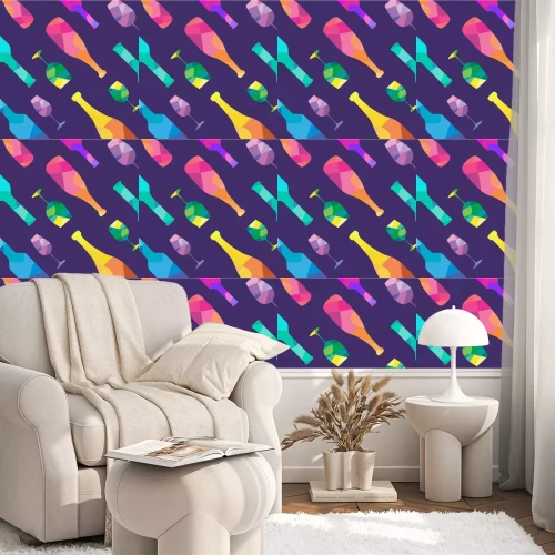 Tapete Weinflasche und Weingläser