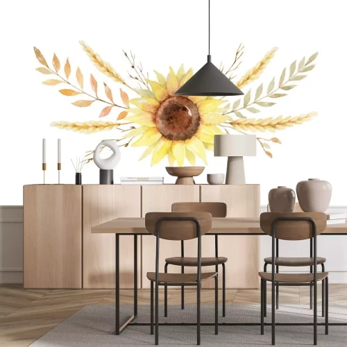 Sticker Sonnenblume auf einer Boho-Illustration