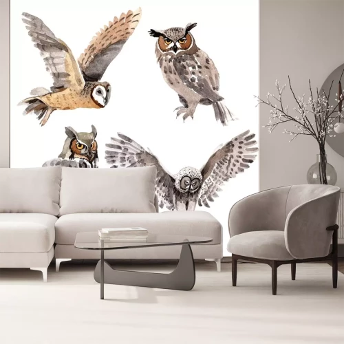 Sticker Himmel Vogel Eule in einer Wildnis von Aquarell-Stil isoliert. Wilde Freiheit, Vogel mit fliegenden Flügeln. Aquarell Vogel für Hintergrund, Textur, Muster, Rahmen, Grenze oder Tattoo.