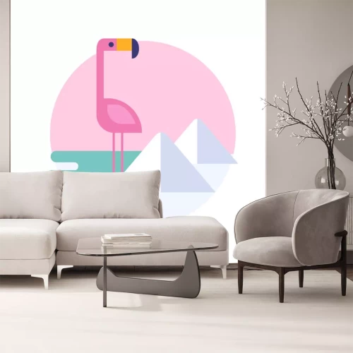 Sticker Flamingo auf einer minimalistischen Grafik