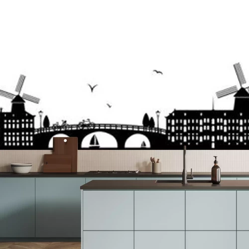 Sticker Amsterdam Skyline schwarz