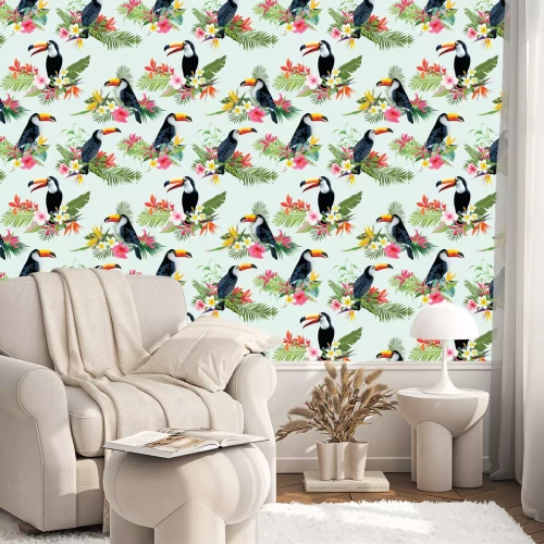 Tapete Tukane auf exotischen Pflanzen