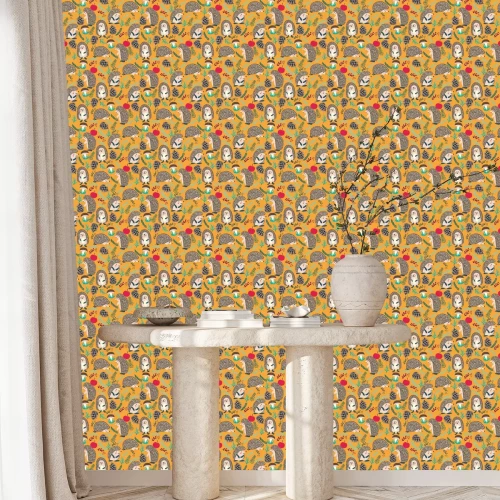 Tapete Netter Hintergrund mit Igel Wald gesetzt