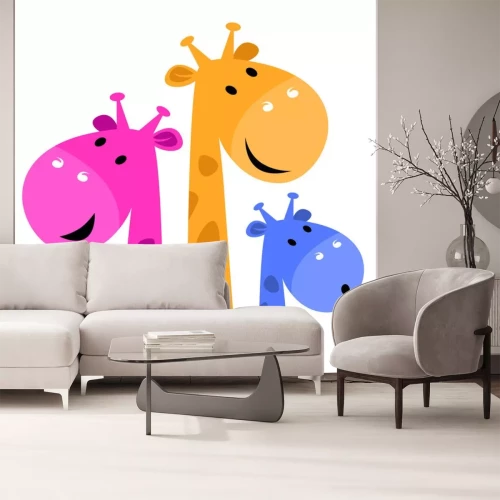 Sticker Bunte Giraffe Familie isoliert auf weiß