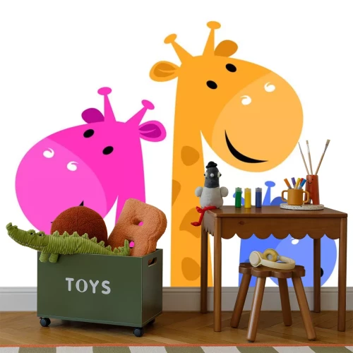 Sticker Bunte Giraffe Familie isoliert auf weiß