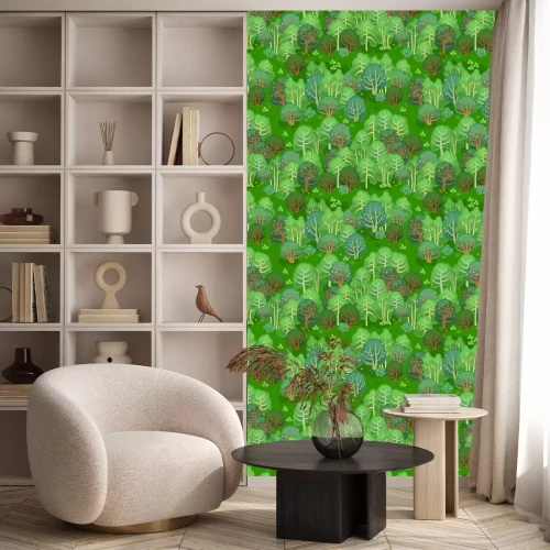 Tapete Wald im Sommer mit Beeren / Nahtlose Muster von Fee Wald im Sommer