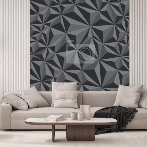 Fototapete Schwarz graue 3D Dreiecke