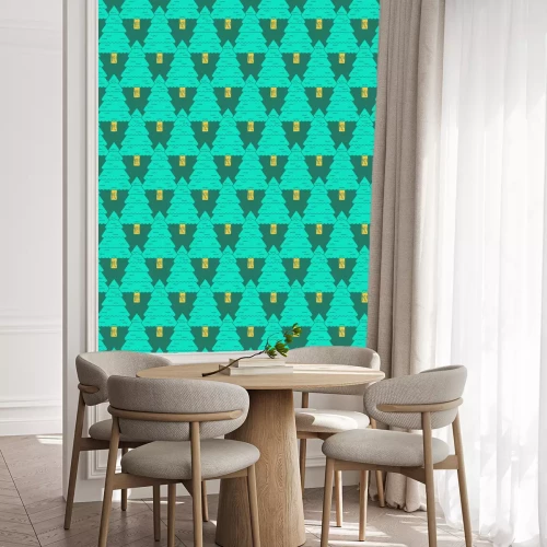 Tapete Nadelwald auf grünem Hintergrund