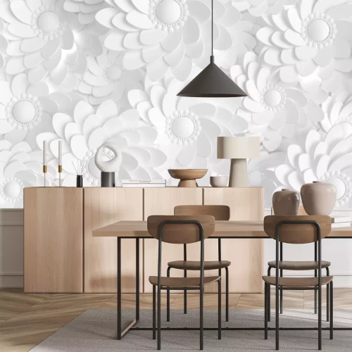 Fototapete Weiße Eleganz als 3D-Blumen