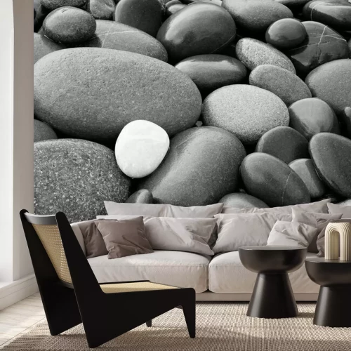 Fototapete Graue und weiße ovale Steine